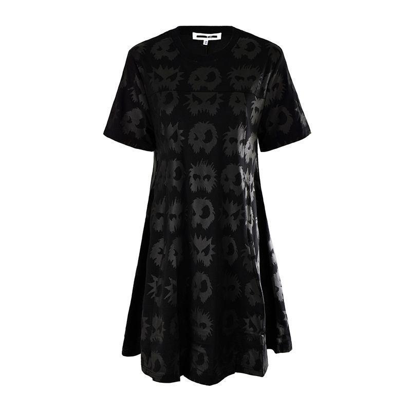 商品Alexander McQueen|MCQ 女士黑色棉质燕子印花时尚休闲宽松T恤连衣裙 545519-NJ50-1000,价格¥4128,第1张图片