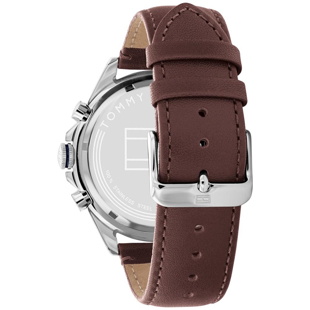 Men's Brown Leather Strap Watch 46mm商品第3张图片规格展示