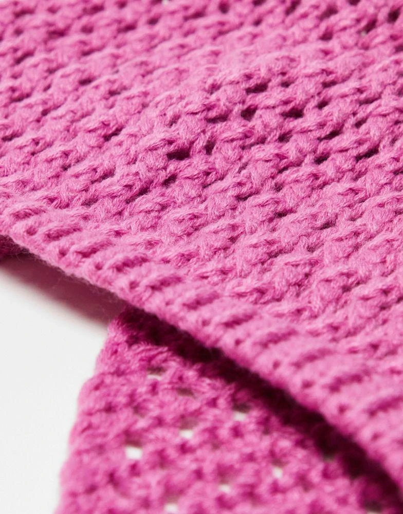 商品COLLUSION|COLLUSION Unisex knitted crochet bonnet in pink,价格¥97,第4张图片详细描述