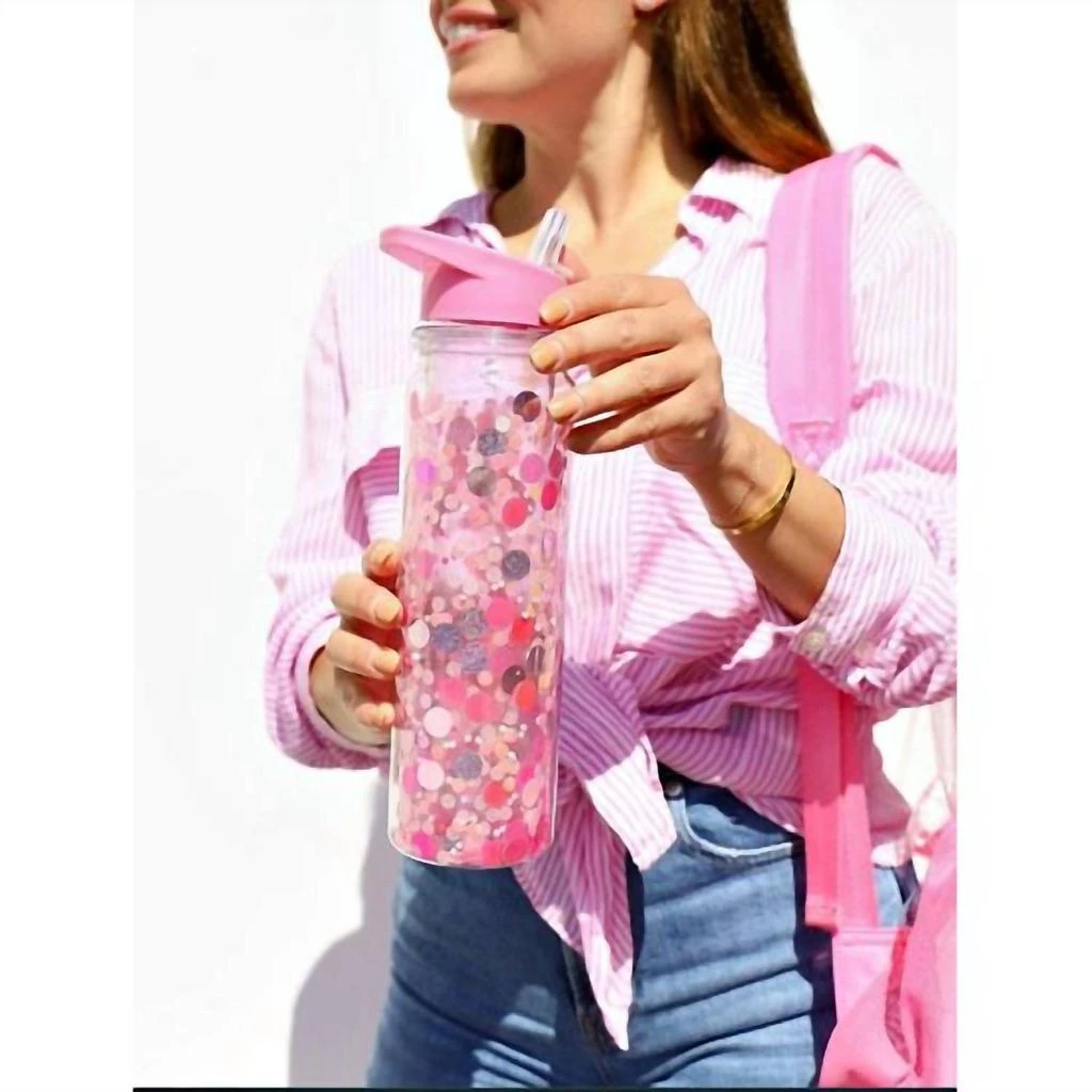 商品Packed Party|Confetti Water Bottle With Straw In Pink,价格¥223,第2张图片详细描述