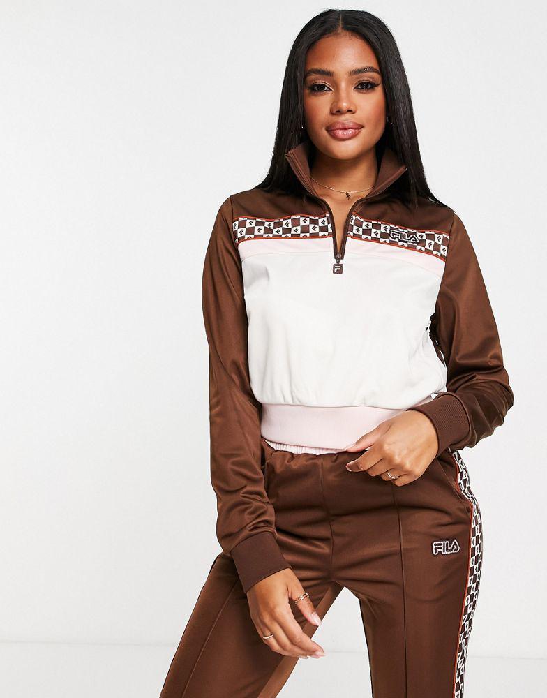 商品Fila|Fila retro half zip sweatshirt in bown,价格¥386,第5张图片详细描述