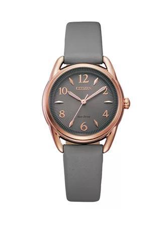 商品Citizen|Eco Drive Gray Leather Strap Watch,价格¥1855,第1张图片