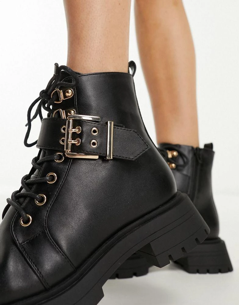 商品ASOS|ASOS DESIGN April lace up hiker boots in black,价格¥317,第3张图片详细描述