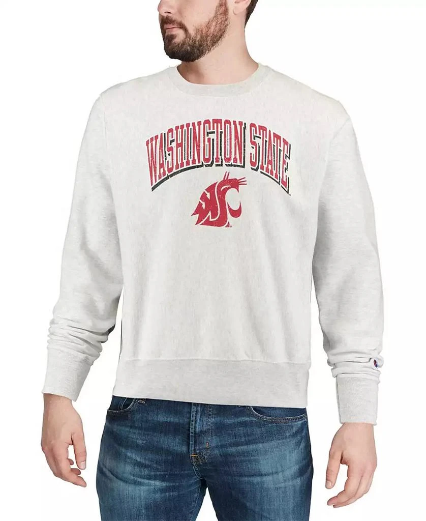 商品CHAMPION|Men's Heathered Gray Washington State Cougars Arch Over Logo Reverse Weave Pullover Sweatshirt,价格¥419,第4张图片详细描述