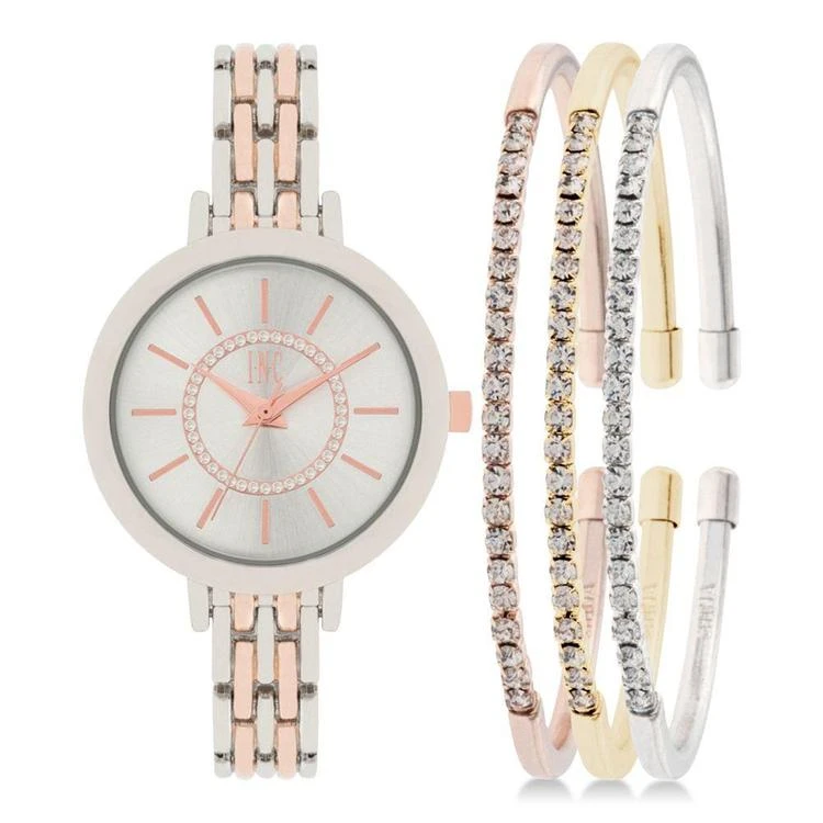 商品INC International|Women's Two-Tone Bracelet Watch 34mm and Crystal Accented Bracelet Set, Created for Macy's,价格¥215,第1张图片