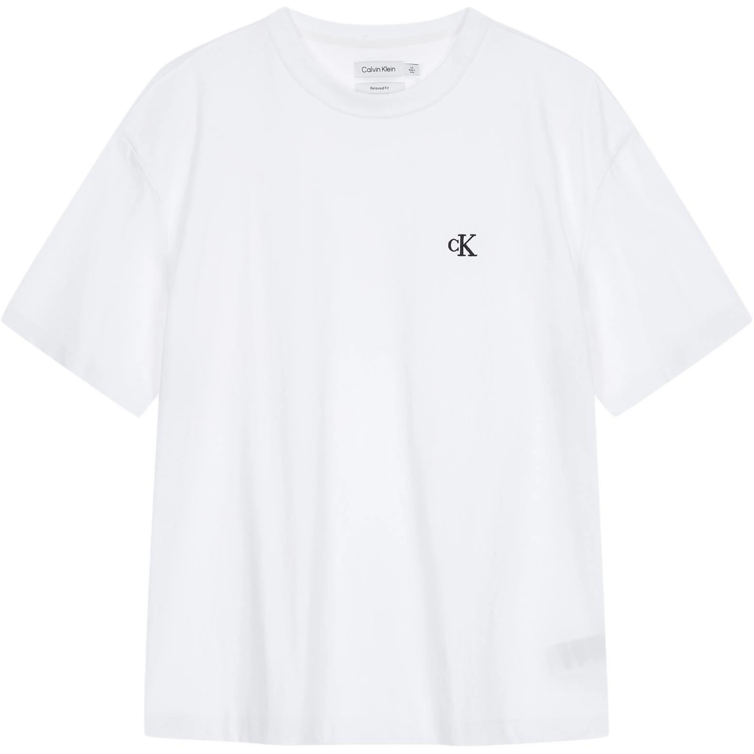 商品[国内直发] Calvin Klein|CALVIN KLEIN 纯色字母刺绣纯棉宽松短袖T恤 夏季 男款 白色,价格¥394,第1张图片