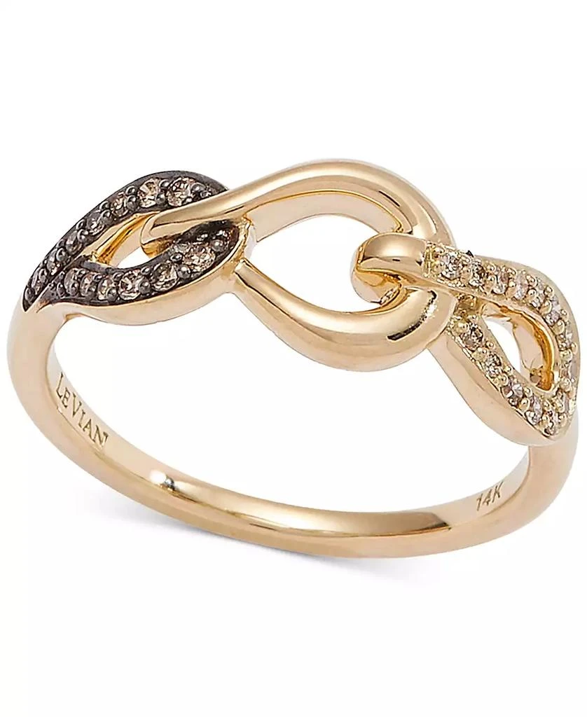 商品Le Vian|Chocolate Diamond & Nude Diamond Interlocking Ring (1/8 ct. t.w.) in 14k Gold,价格¥6731,第1张图片