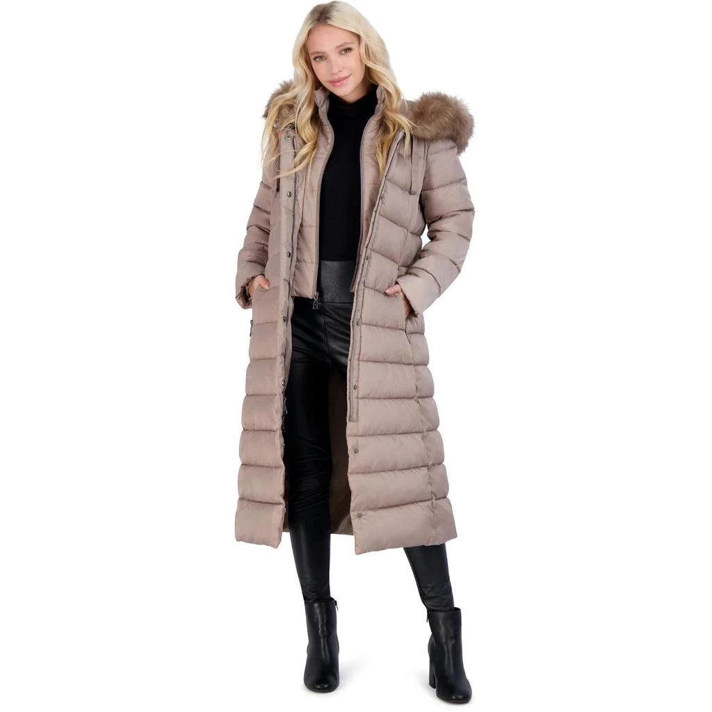 Tahari Nellie Long Coat for Women-Insulated Jacket with Removable Faux Fur Trim 商品