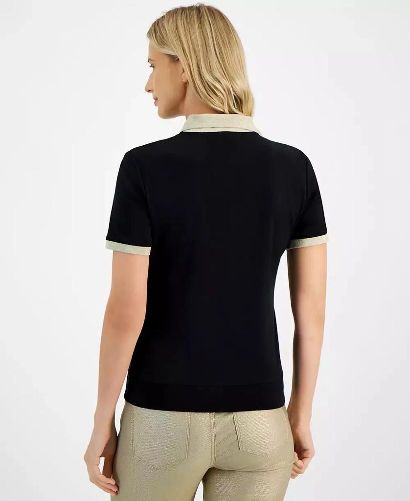 商品Tommy Hilfiger|Women's Cotton Contrast-Trim Polo Top,价格¥260,第2张图片详细描述