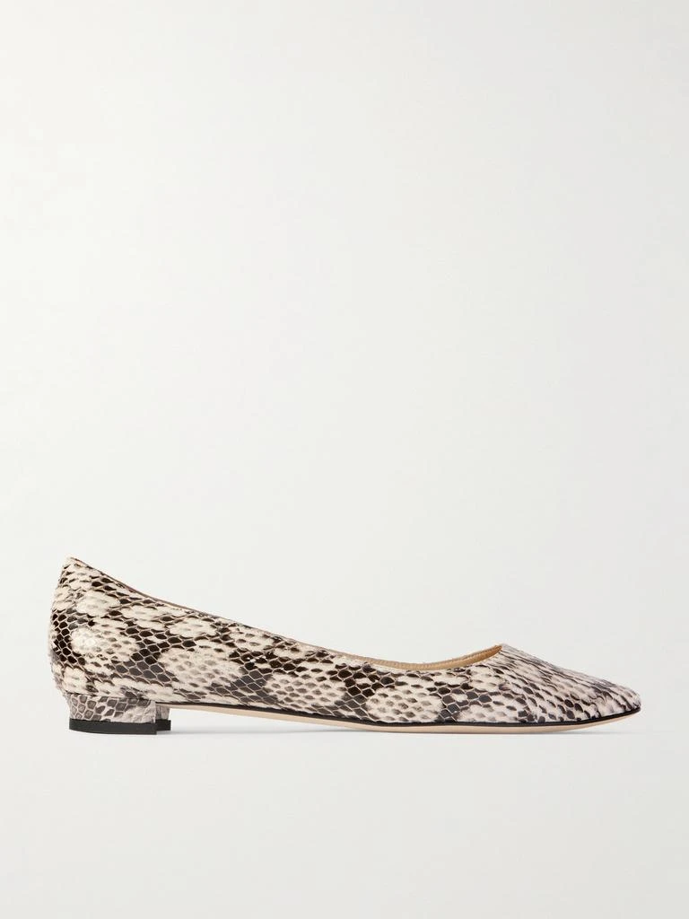 商品Manolo Blahnik|Bb 10 仿蛇纹皮革尖头平底鞋  - IT36,价格¥8280,第1张图片