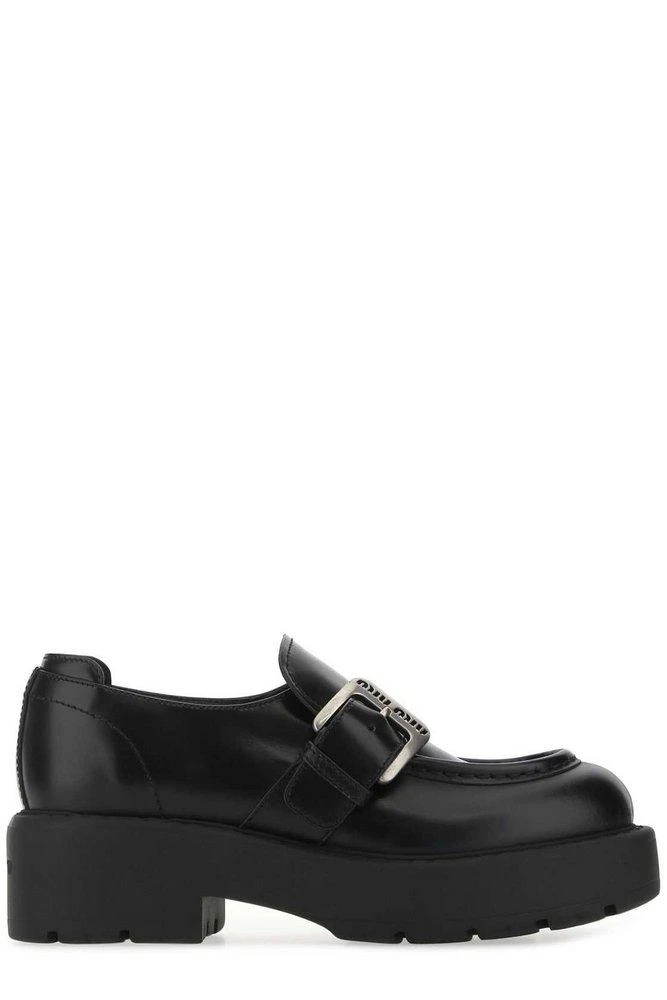 商品Miu Miu|Miu Miu Buckled Slip-On Loafers,价格¥3872,第1张图片