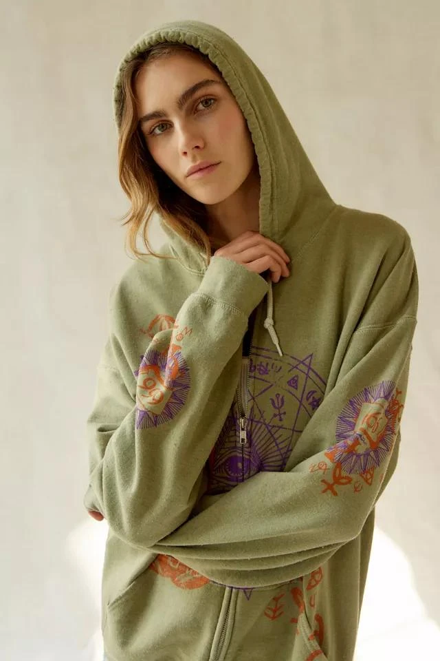 Urban Outfitters Eyes Open Oversized Zip-Up Hoodie Sweatshirt from Urban Outfitters