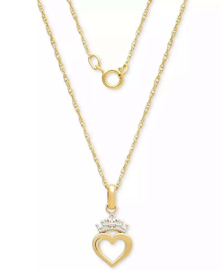 商品Disney|Children's Princess Heart & Tiara 15" Pendant Necklace in 14k Gold,价格¥1686,第3张图片详细描述