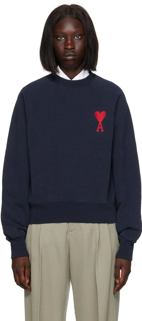 商品AMI|SSENSE Exclusive Navy Ami de Cœur Sweatshirt,价格¥1264,第1张图片