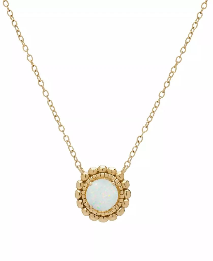 商品Macy's|Lab Grown Opal Solitaire Bead Frame 18" Pendant Necklace (5/8 ct. t.w.) in 14k Gold-Plated Sterling Silver,价格¥270,第1张图片