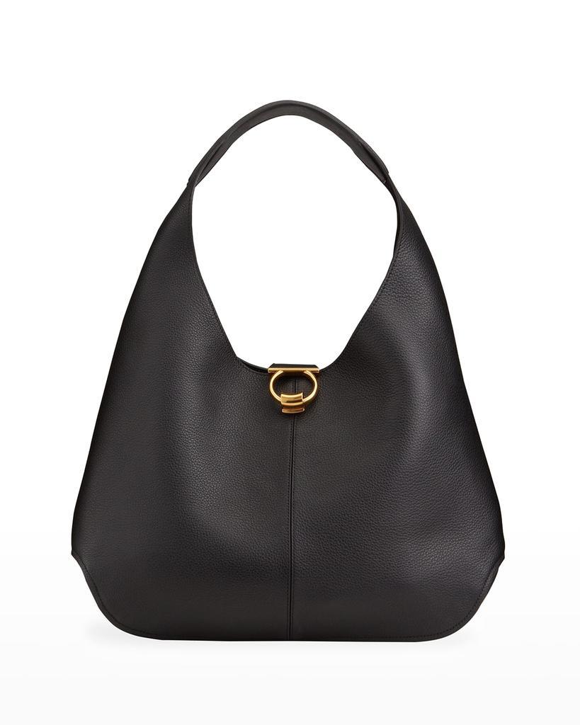 商品Salvatore Ferragamo|Margot Gancio Pebbled Leather Hobo Bag,价格¥16827,第1张图片