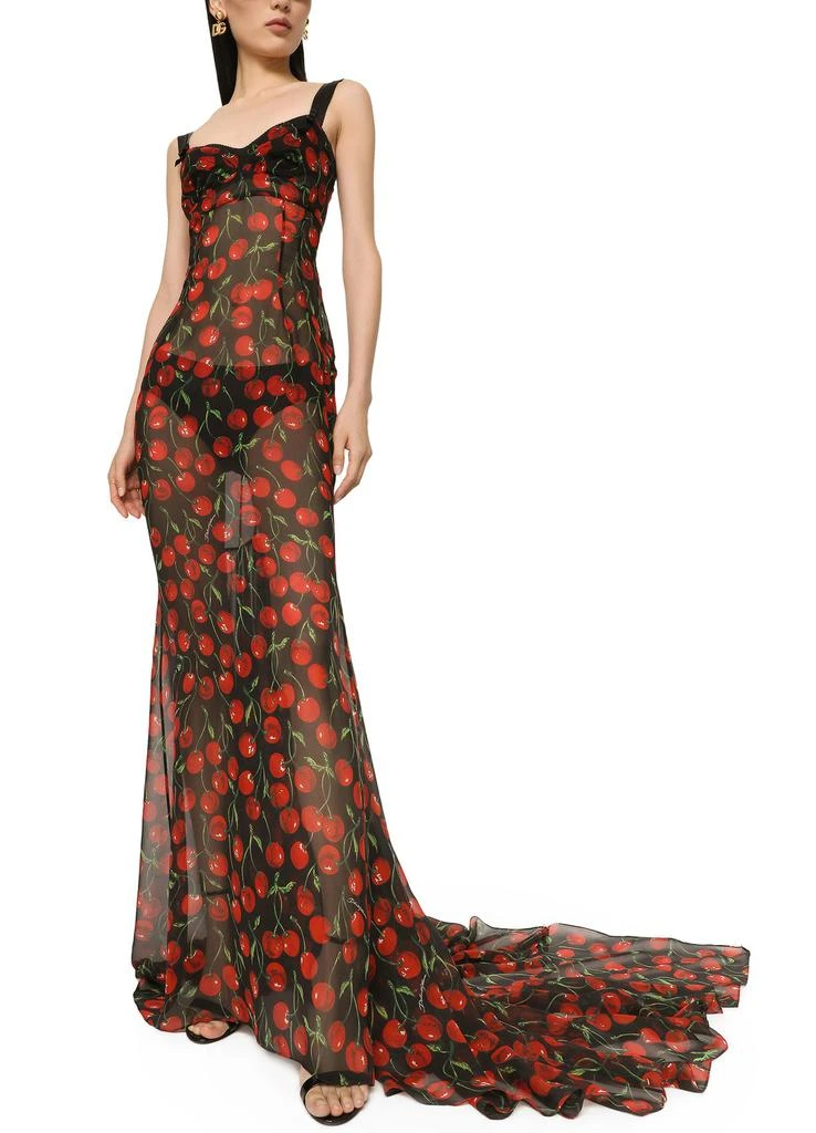 商品Dolce & Gabbana|樱桃印花雪纺长款连衣裙,价格¥36137,第5张图片详细描述