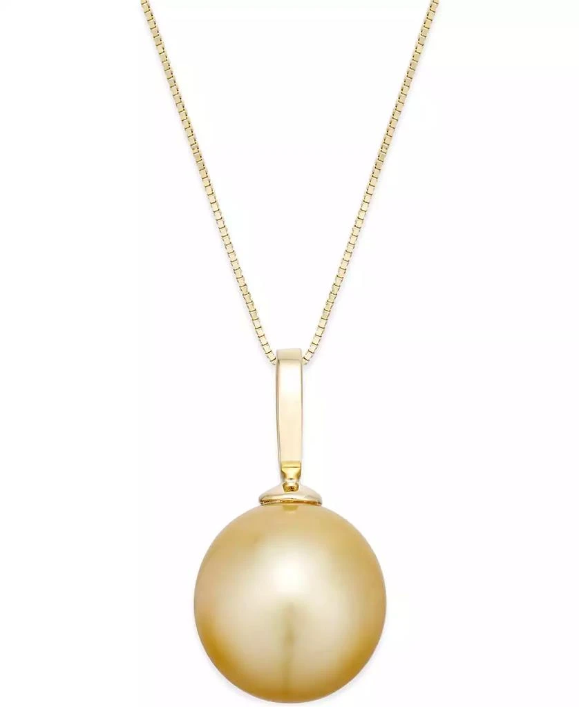 商品Macy's|Cultured Golden South Sea Pearl Pendant Necklace (12mm) in 14k Gold,价格¥2992,第1张图片