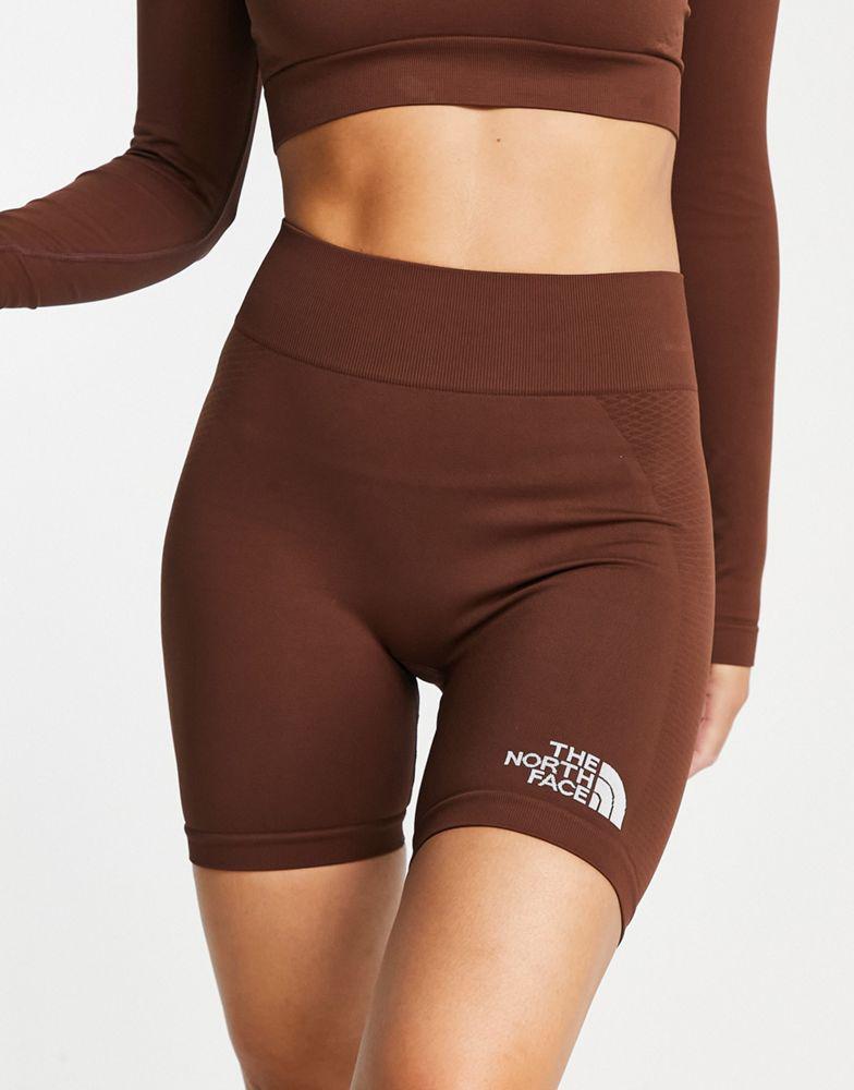 The North Face Training seamless high waist legging shorts in brown Exclusive at ASOS商品第4张图片规格展示
