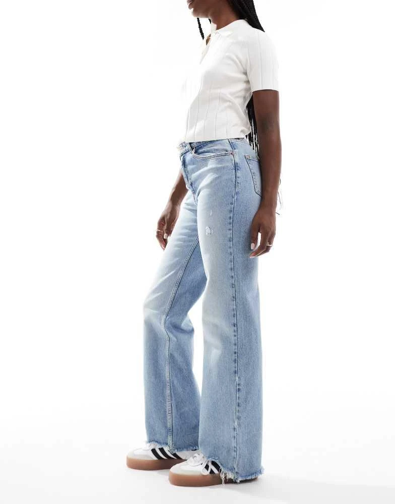 商品ONLY|ONLY Juicy high waist wide leg jeans in light blue denim,价格¥394,第3张图片详细描述