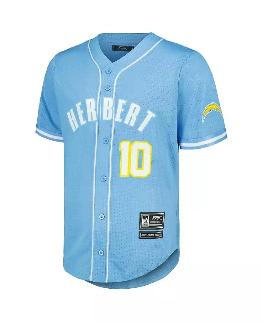 商品Pro Standard|Men's Justin Herbert Powder Blue Los Angeles Chargers Mesh Baseball Button-Up T-shirt,价格¥658,第2张图片详细描述