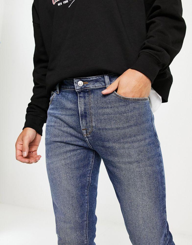 ASOS DESIGN power stretch jeans in dark wash blue商品第3张图片规格展示