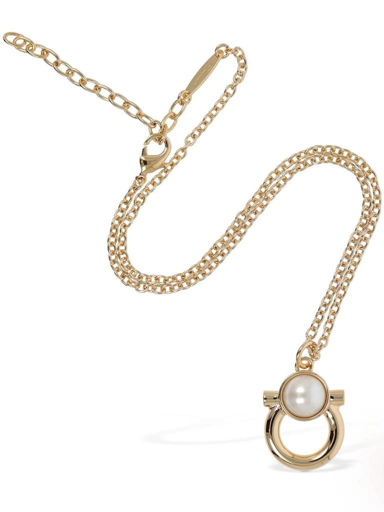 商品Salvatore Ferragamo|Big Gancio Necklace W/ Imitation Pearl,价格¥1801,第2张图片详细描述