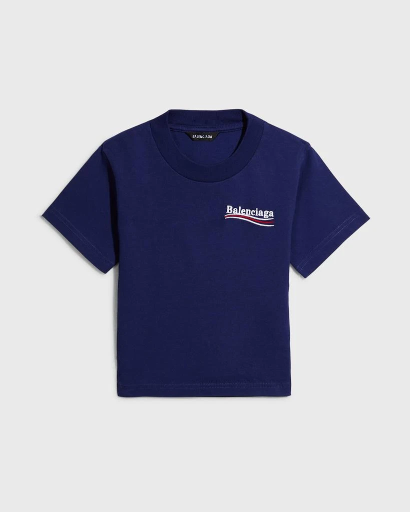 商品Balenciaga|Kid's Embroidered Political Logo T-Shirt, Size 2-10,价格¥2041,第1张图片