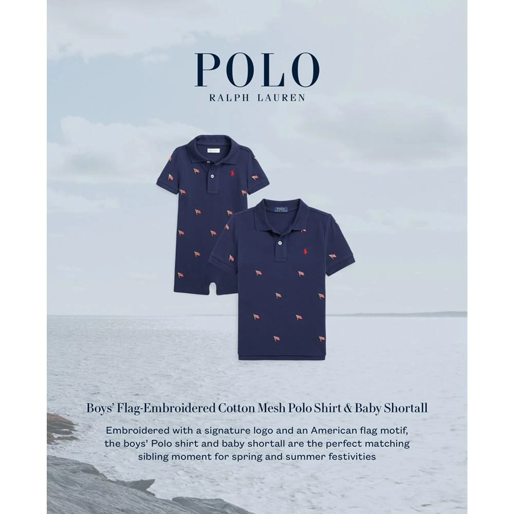 商品Ralph Lauren|Big Boys Flag-Embroidered Cotton Mesh Polo Shirt,价格¥226,第3张图片详细描述