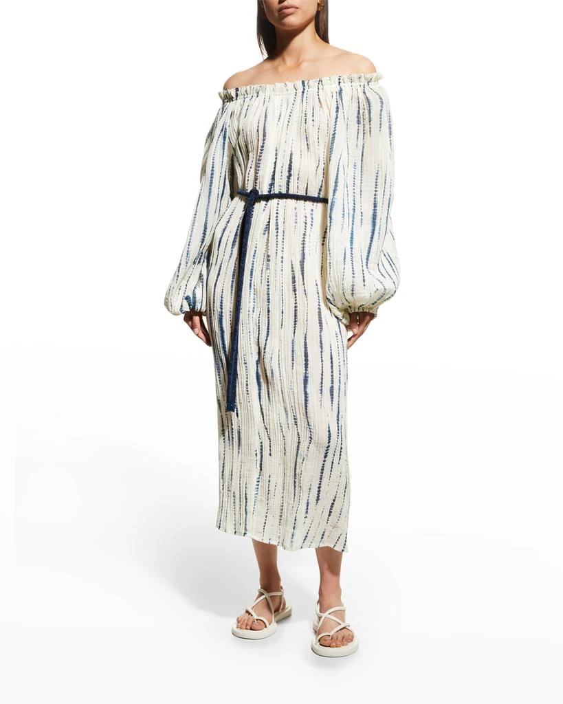 商品Tory Burch|Wavelength Ruffle-Neck Off-Shoulder Midi Dress,价格¥6977,第1张图片