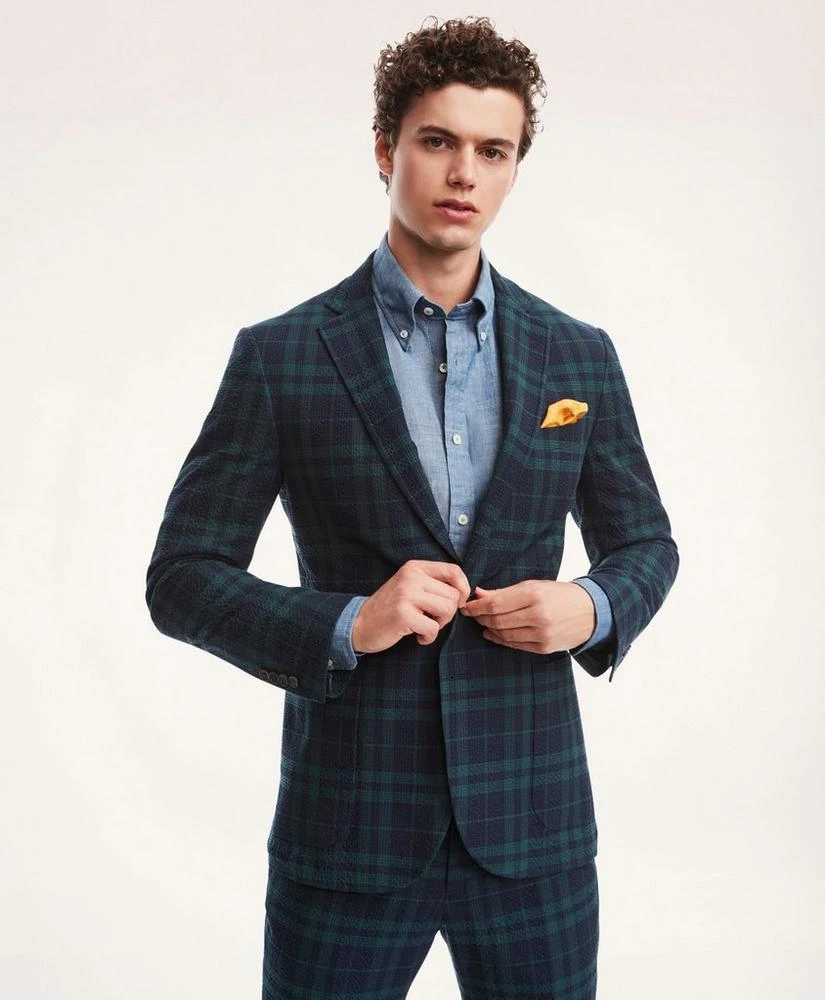 商品Brooks Brothers|Regent Regular-Fit Seersucker Sport Coat, Black Watch Tartan,价格¥2443,第1张图片