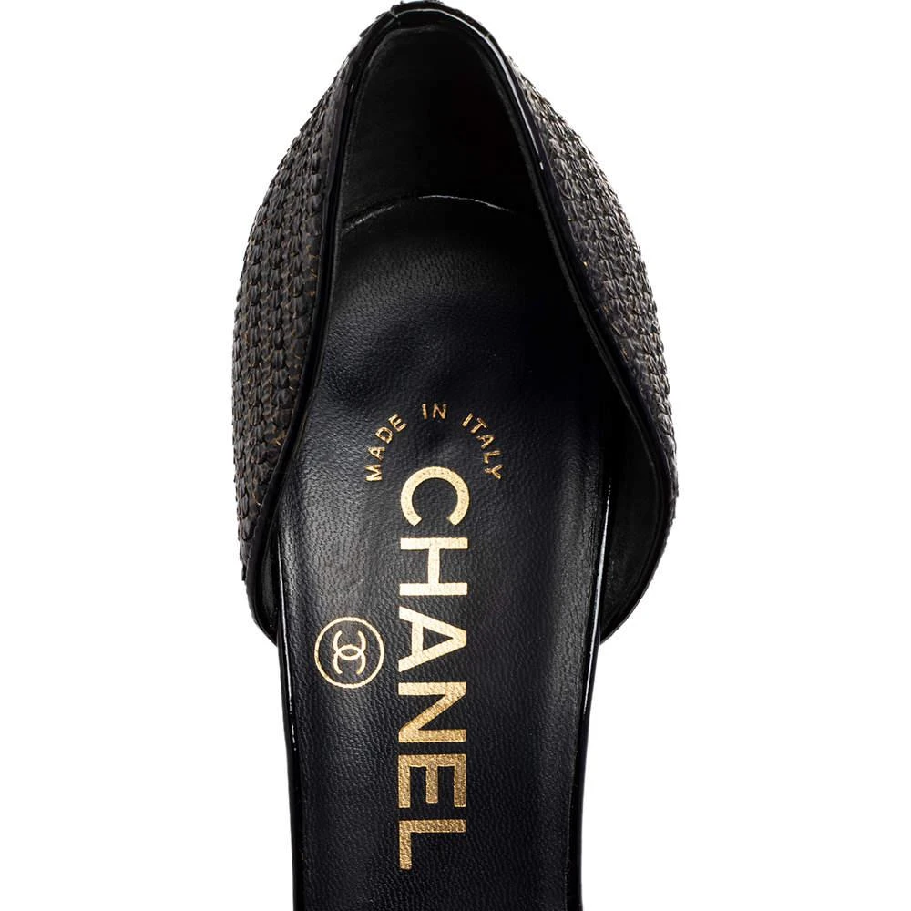 Chanel Black/Gold Python Effect Leather Cap Toe D'orsay Pumps Size 36 商品