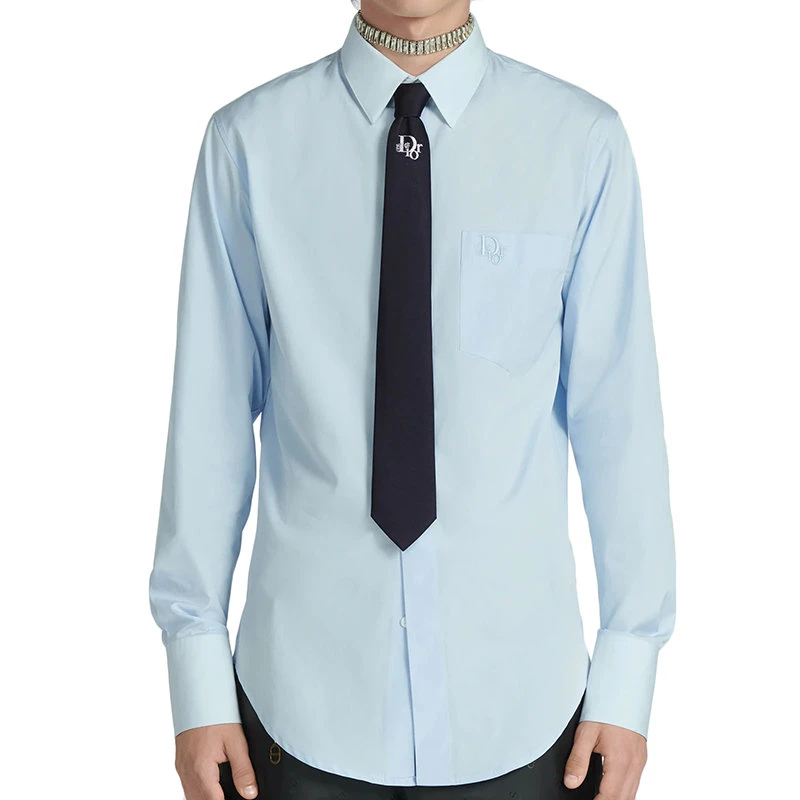 商品Dior|【预售3-7天】迪奥 23年早春新款 BY ERL系列 男士海军蓝色桑蚕丝混纺金属光泽提花领带31C1047B0774_C588,价格¥1851,第4张图片详细描述