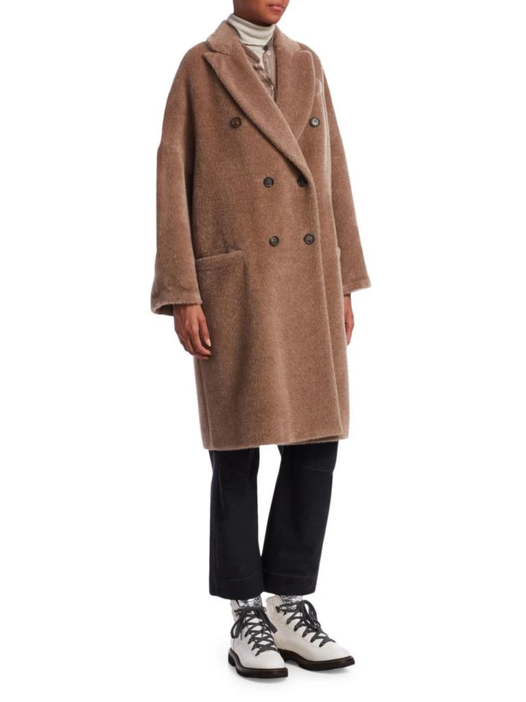 商品Brunello Cucinelli|Alpaca & Wool Double Breasted Teddy Overcoat,价格¥31247,第3张图片详细描述