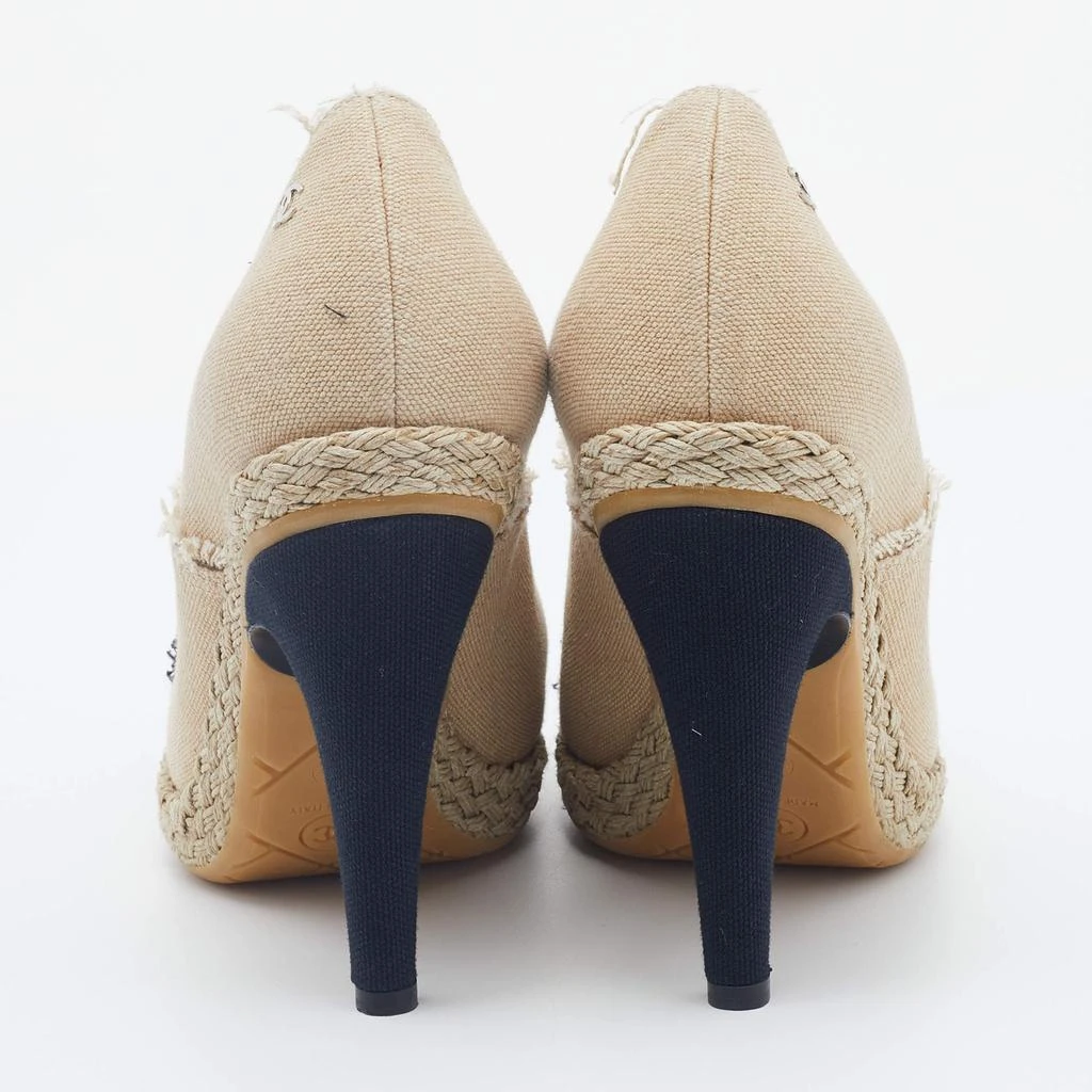 商品[二手商品] Chanel|Chanel Beige/Black Canvas CC Cap Toe Espadrille Booties Size 38,价格¥2738,第5张图片详细描述