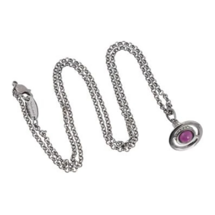商品[国内直发] Vivienne Westwood|西太后New tiny Orb 中号透明土星紫球吊坠 水钻 项链 女款 银色/紫色,价格¥2508,第6张图片详细描述