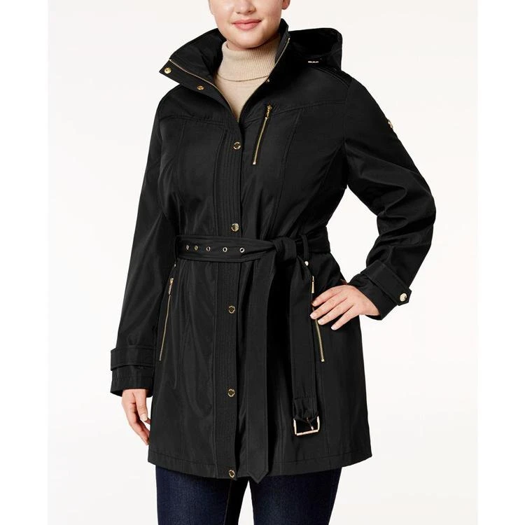 商品Michael Kors|MICHAEL  Plus Size Hooded Belted Raincoat,价格¥898,第1张图片