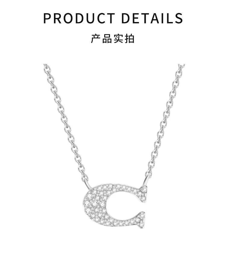 商品Coach|美国直邮COACH蔻驰女士镶钻C字LOGO新款金色时尚质感项链91433,价格¥786,第3张图片详细描述