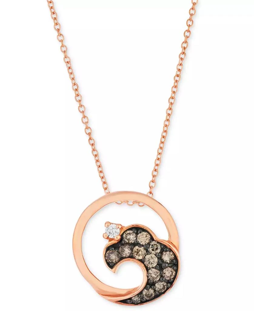 商品Le Vian|Chocolate Diamond® & Vanilla Diamond® Aloha Wave 18" Pendant Necklace (1/3 ct. t.w.) in 14k Rose Gold,价格¥3662,第1张图片