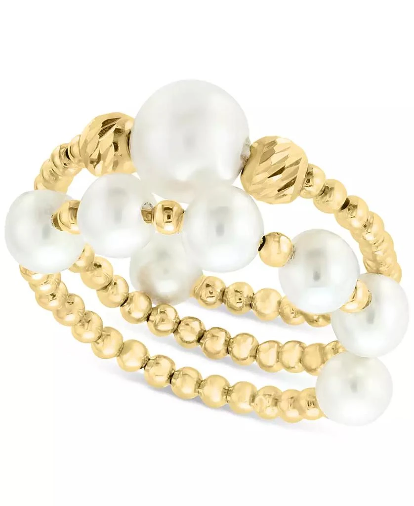 商品Effy|EFFY® Cultured Freshwater Pearl (4-1/2 - 7mm) Beaded Coil Ring in 14k Gold,价格¥1589,第1张图片