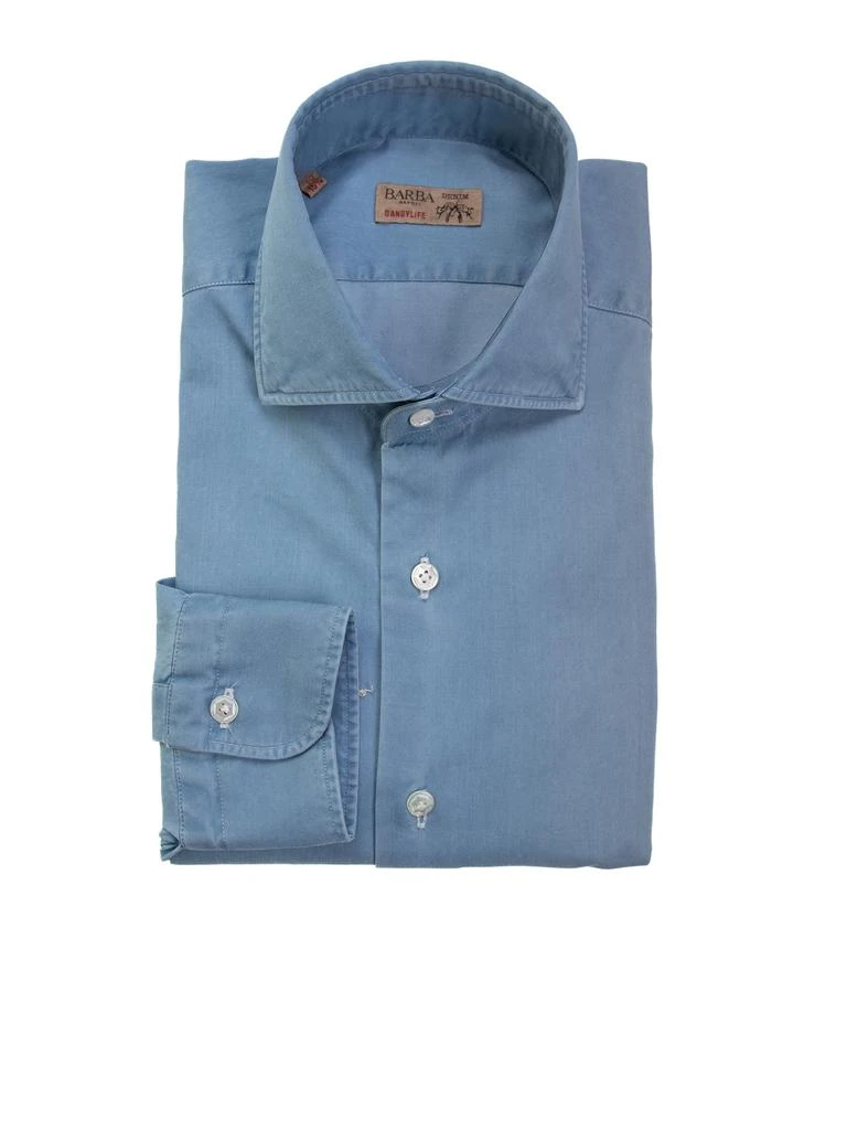 商品BARBA NAPOLI|Denim Blue Long-sleeved Shirt,价格¥2071,第1张图片