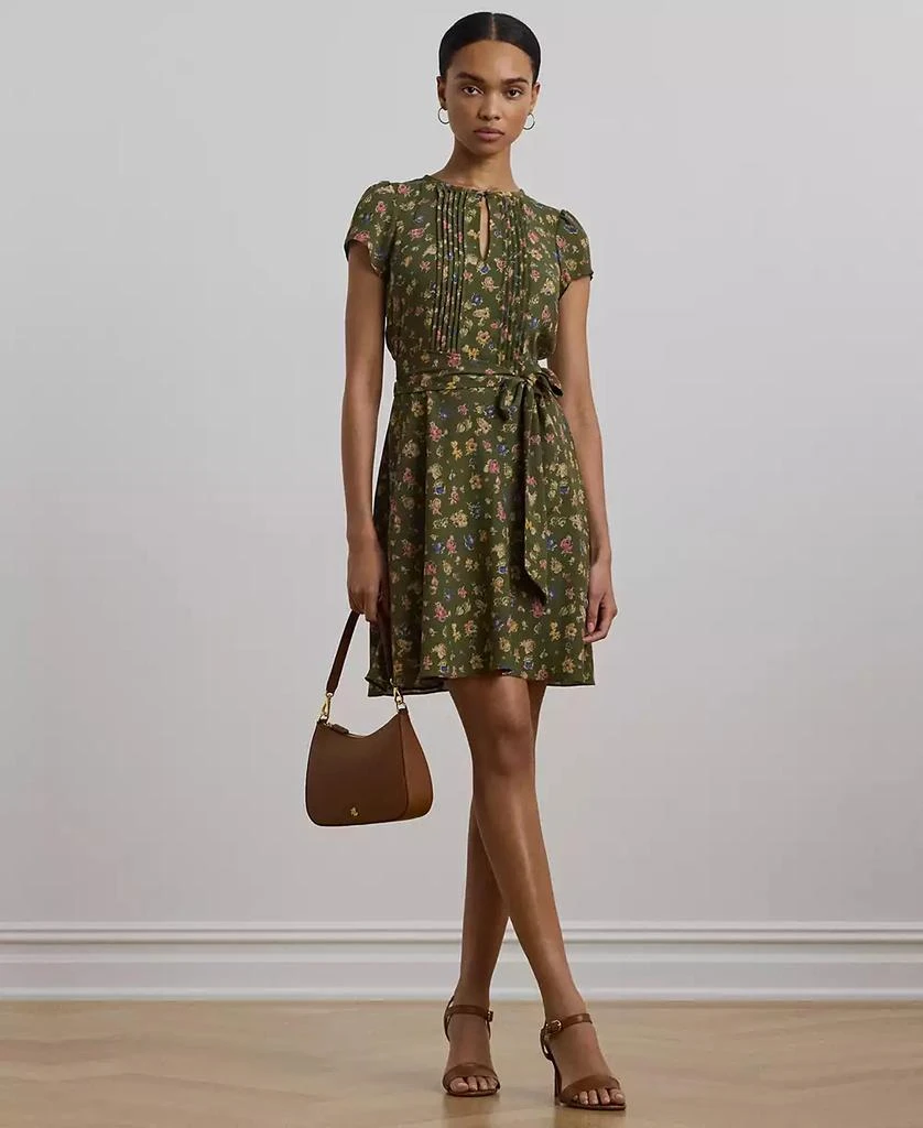 商品Ralph Lauren|Women's Floral Belted Georgette Pintucked Dress,价格¥757,第1张图片