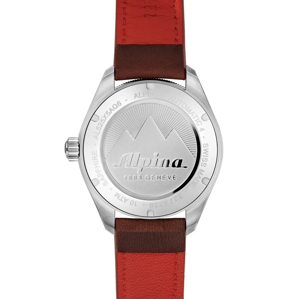 商品Alpina|Men's Swiss Automatic Alpiner 4 Brown Leather Strap Watch 44mm,价格¥11172,第4张图片详细描述