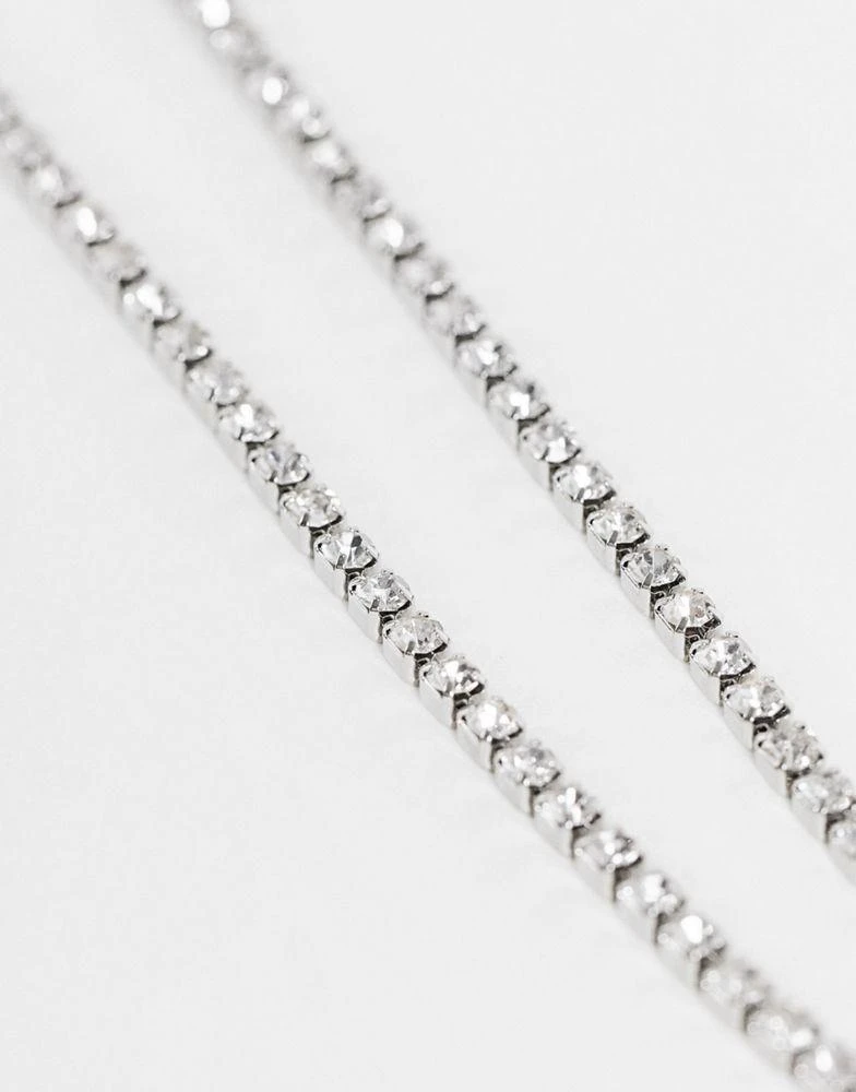 商品ASOS|ASOS DESIGN choker necklace with Jadore crystal motif in silver tone,价格¥54,第3张图片详细描述