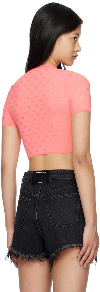 Pink Cropped Crystal T-Shirt商品第3张图片规格展示