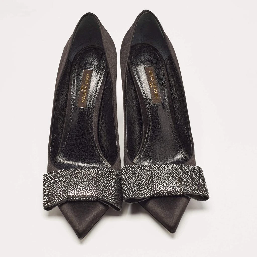 商品[二手商品] Louis Vuitton|Louis Vuitton Black Satin Bow Pointed Toe Pumps Size 36.5,价格¥3198,第3张图片详细描述