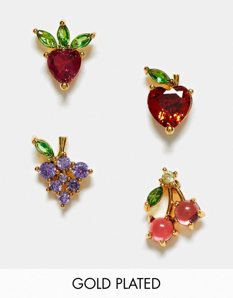 商品Girls Crew|Girls Crew 18k gold plated fruit basket stud set,价格¥509,第1张图片