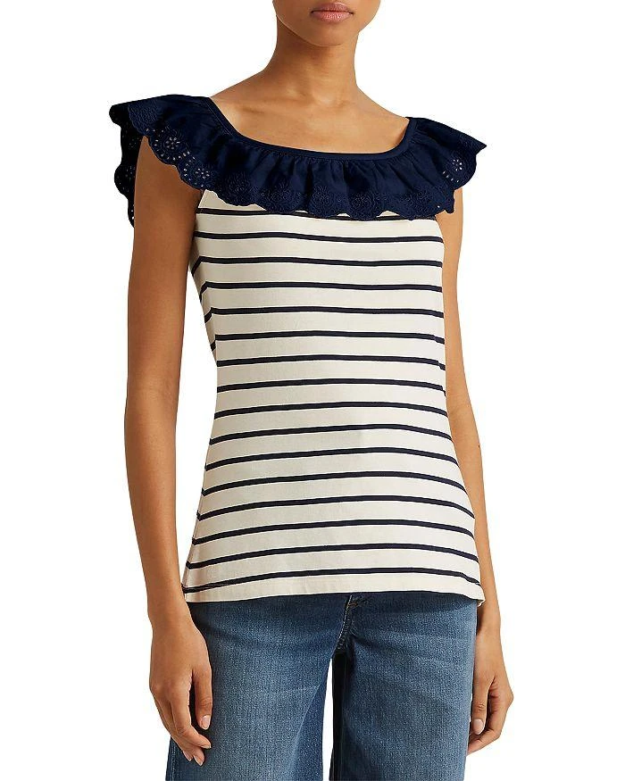 商品Ralph Lauren|Striped Ruffle Top,价格¥178,第1张图片