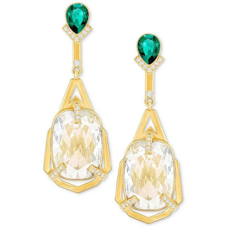 商品Swarovski|Gold-Tone Clear & Green Crystal Linear Drop Earrings,价格¥966,第1张图片