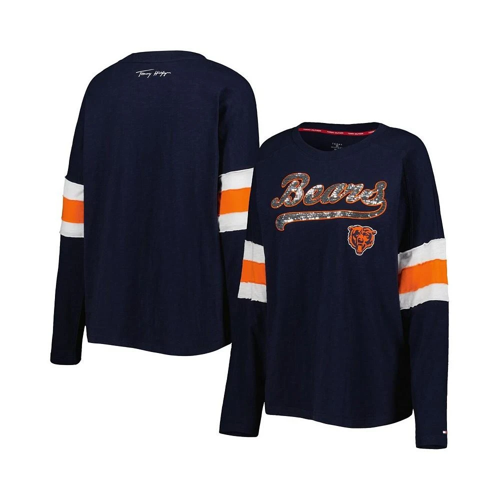 商品Tommy Hilfiger|Women's Navy Chicago Bears Justine Long Sleeve Tunic T-shirt,价格¥419,第1张图片